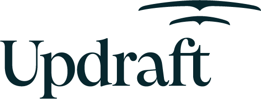 Updraft logo with a stylized bird in flight above the text.
