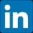 LinkedIn logo with white lowercase letters 'in' on a blue square background.