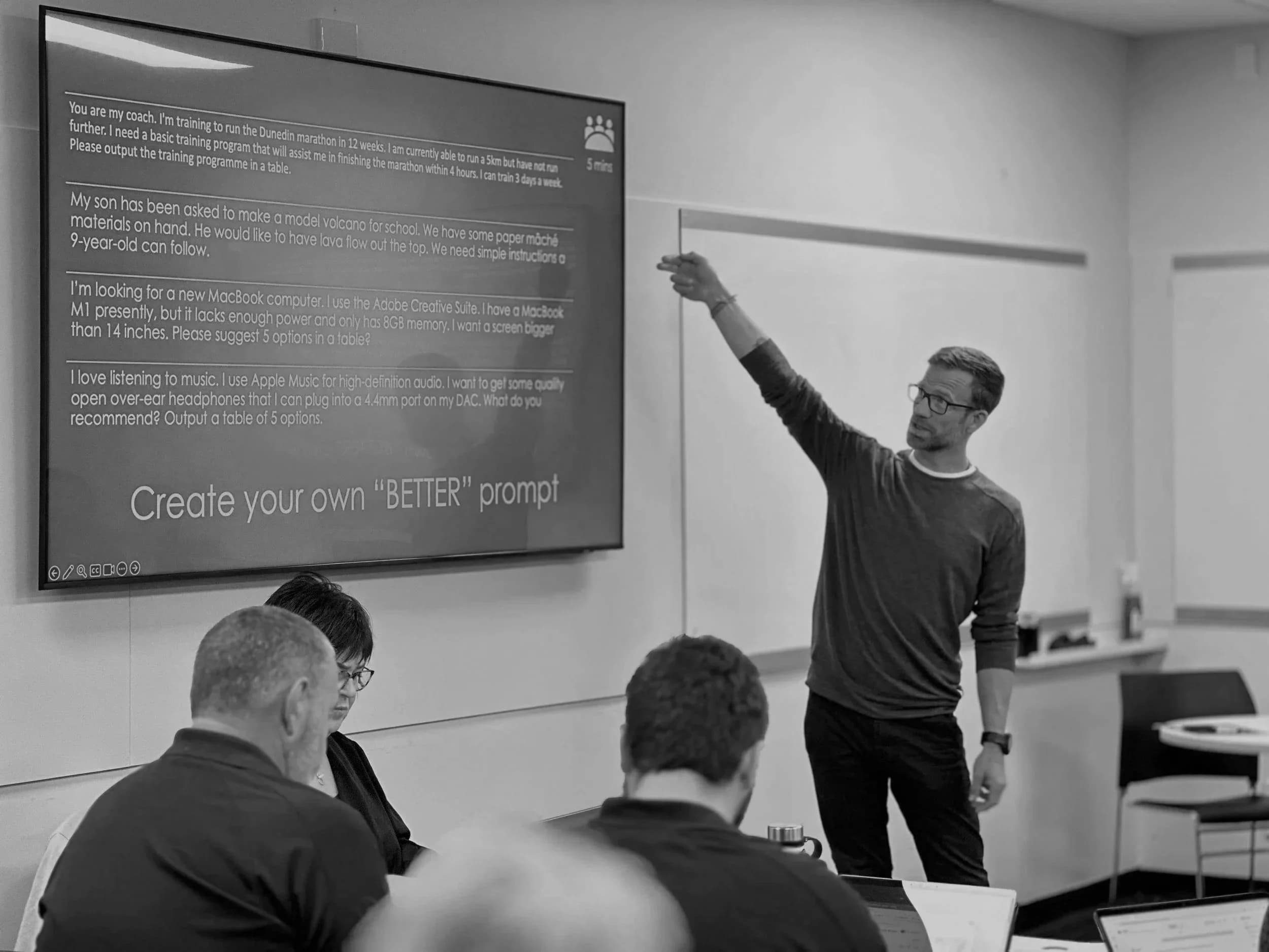Ben Walker leader a Microsoft Copilot workshop. Helping businesses leverage AI in a practical way.